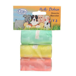 Bolsas biodegradables desecho de mascotas x 3 rollos c.u
