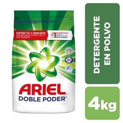 Detergente en polvo ariel doble poder x 4 kg