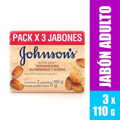 Jabón avena y aceite de almendras johnson's 3 uds x 110 gr