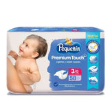 Pañales pequeñin premium touch etapa 3 x 58 unidades