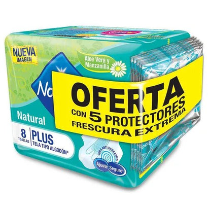 Toallas natural plus x 8und + protectorers frescura extrema x 5und