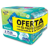 Toallas natural plus x 8und + protectorers frescura extrema x 5und